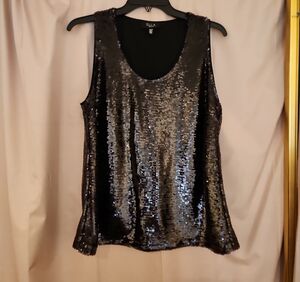 Ella Sparkling Black Sequin Tank Top